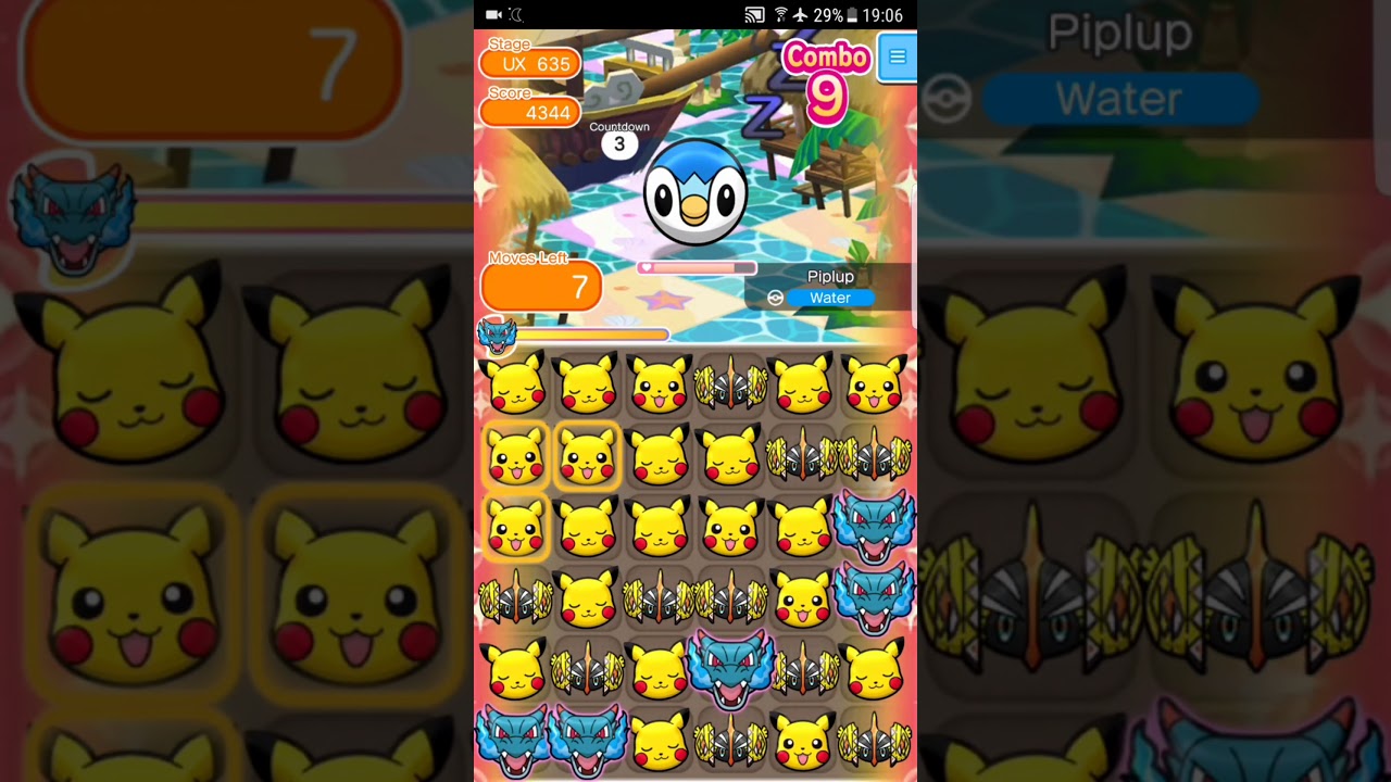 Pokemon Shuffle Mobile UX Stage 635 Piplup ITEMLESS『ポケとる スマホ版』