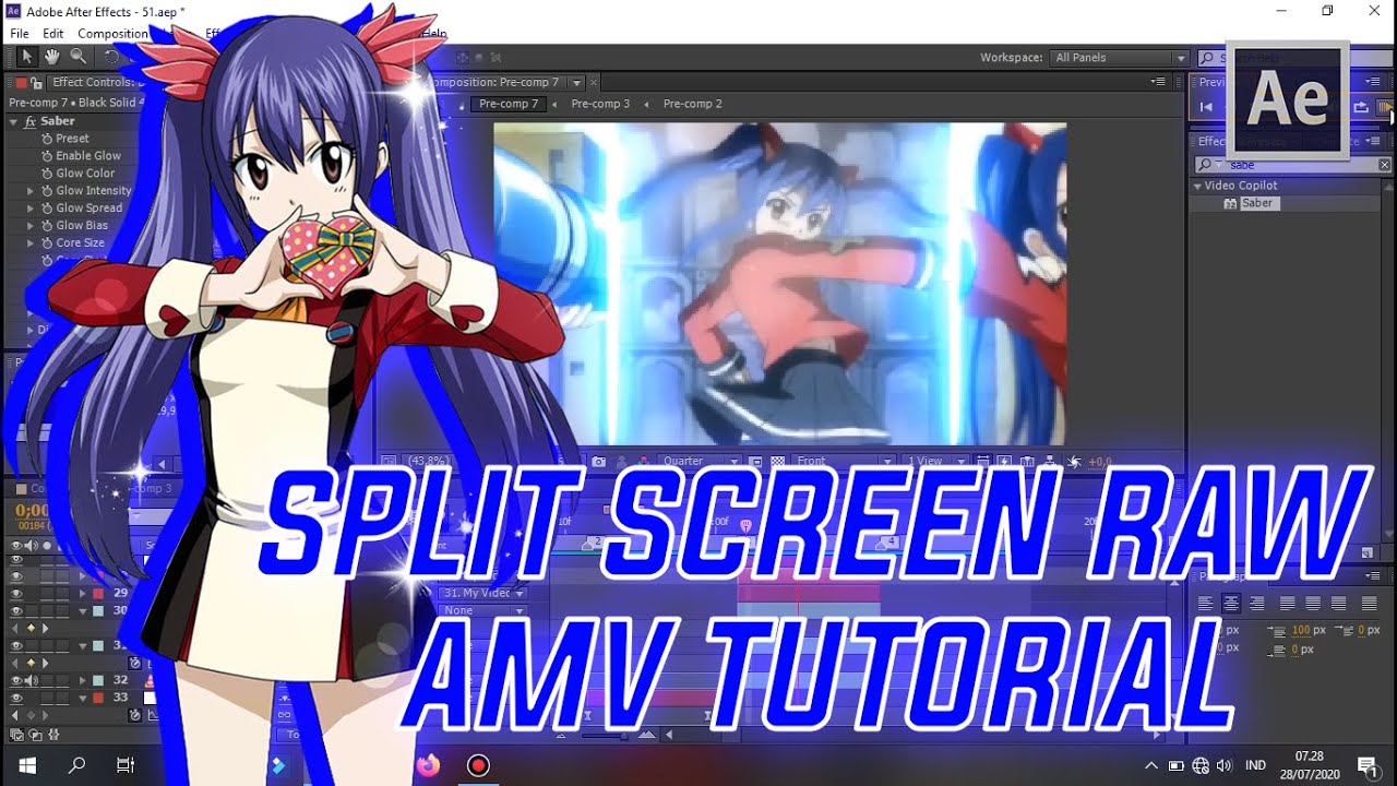 SPLIT SCREEN RAW/DADDY TUTORIAL AMV - AFTER EFFECT