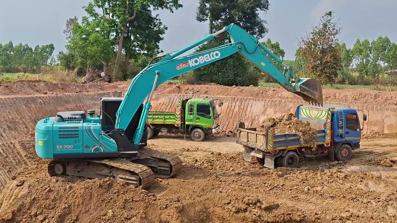 ชมไปบ่นไปงานปากบ่อขุดฝีมือ kobelco sk200-sm excavator