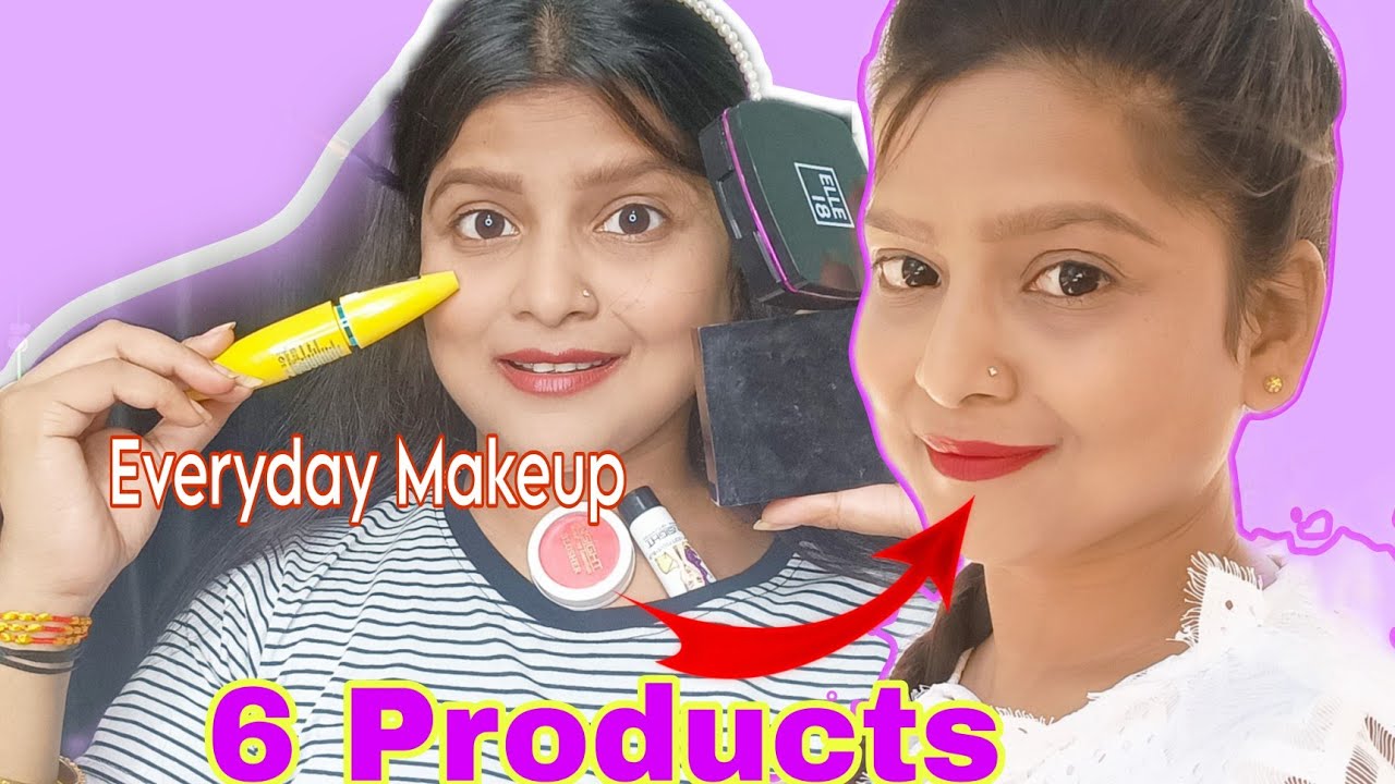 Easy Everyday Makeup With 6 Products| Summer Proof Makeup | Minimal Makeup| CutecoqueenBeauty