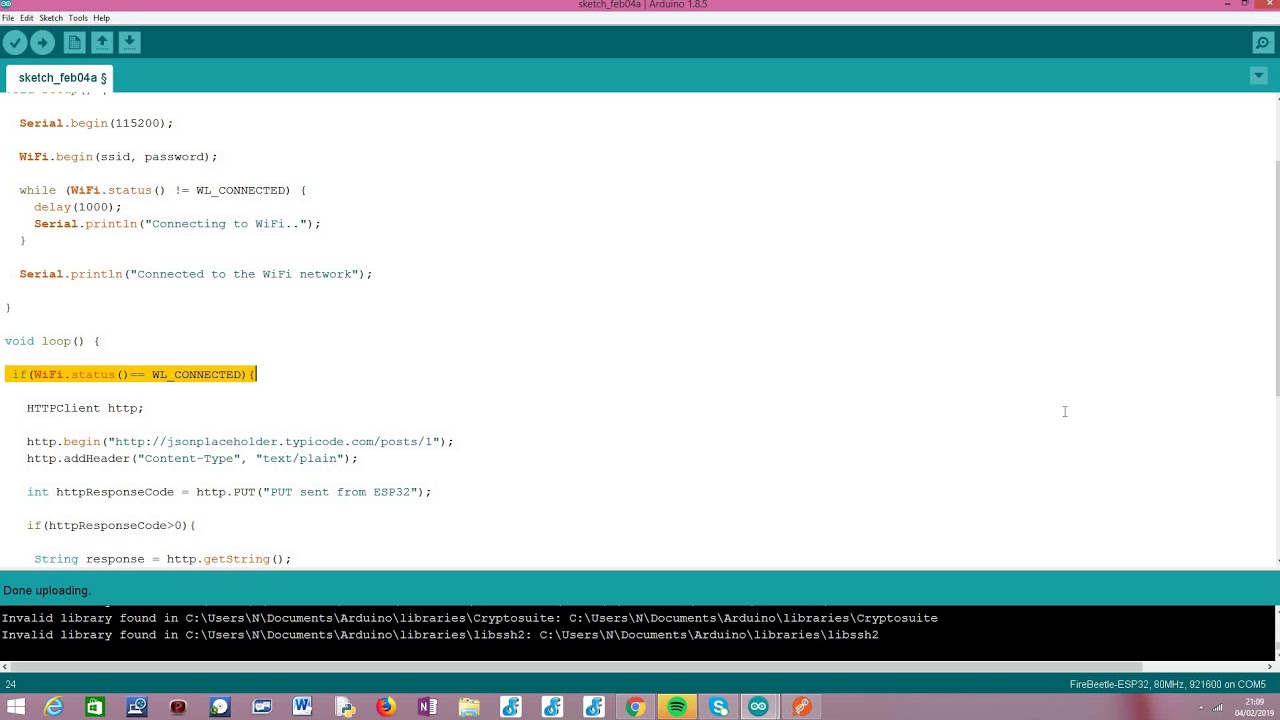 ESP32 Arduino HTTP PUT request