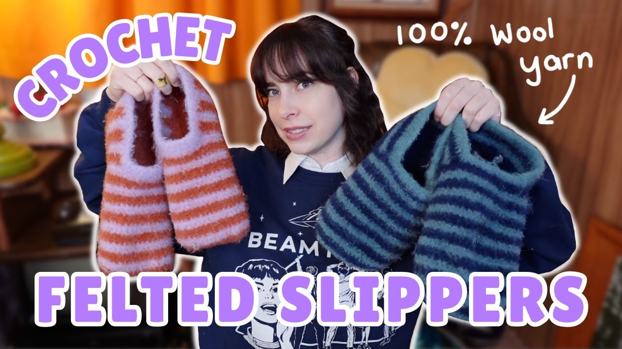 CROCHETING the viral FELTED SLIPPERS *i ended up making 2 pairs 😬*