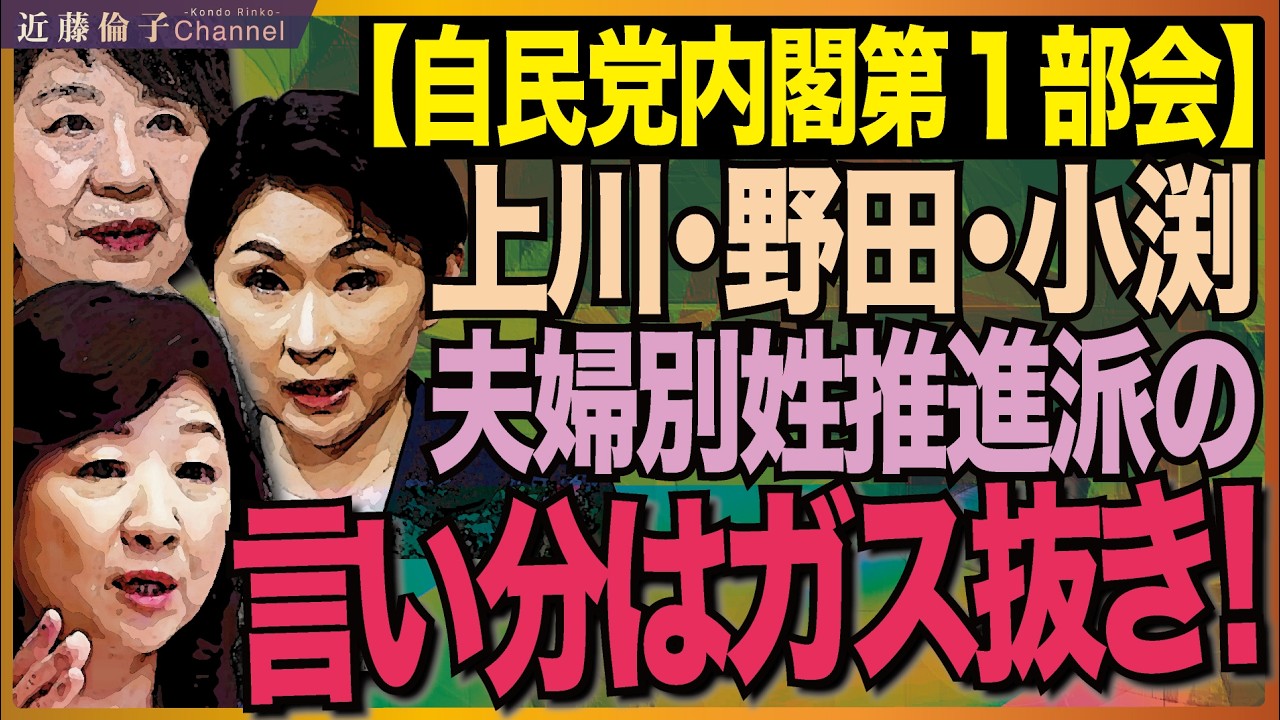 上川陽子・野田聖子・小渕優子は夫婦別姓推進派。彼女達が言う「旧姓使用の法制化」は反高市仕草…についてお話します。【深夜の一人語り】　近藤倫子チャンネル