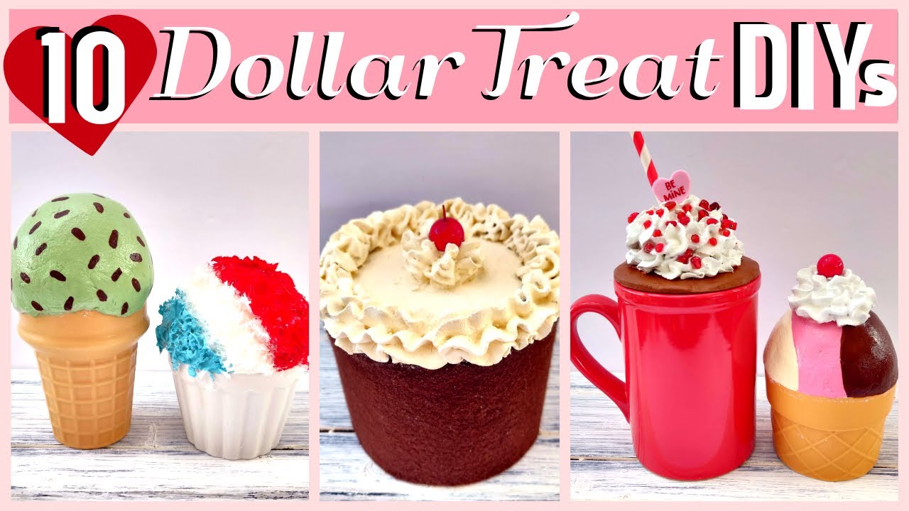 10 DOLLAR TREAT DIYs | HOW TO MAKE FAUX FOOD CUPCAKES, SNOW CONES, ICE CREAM, MILKSHAKES & CANDY!