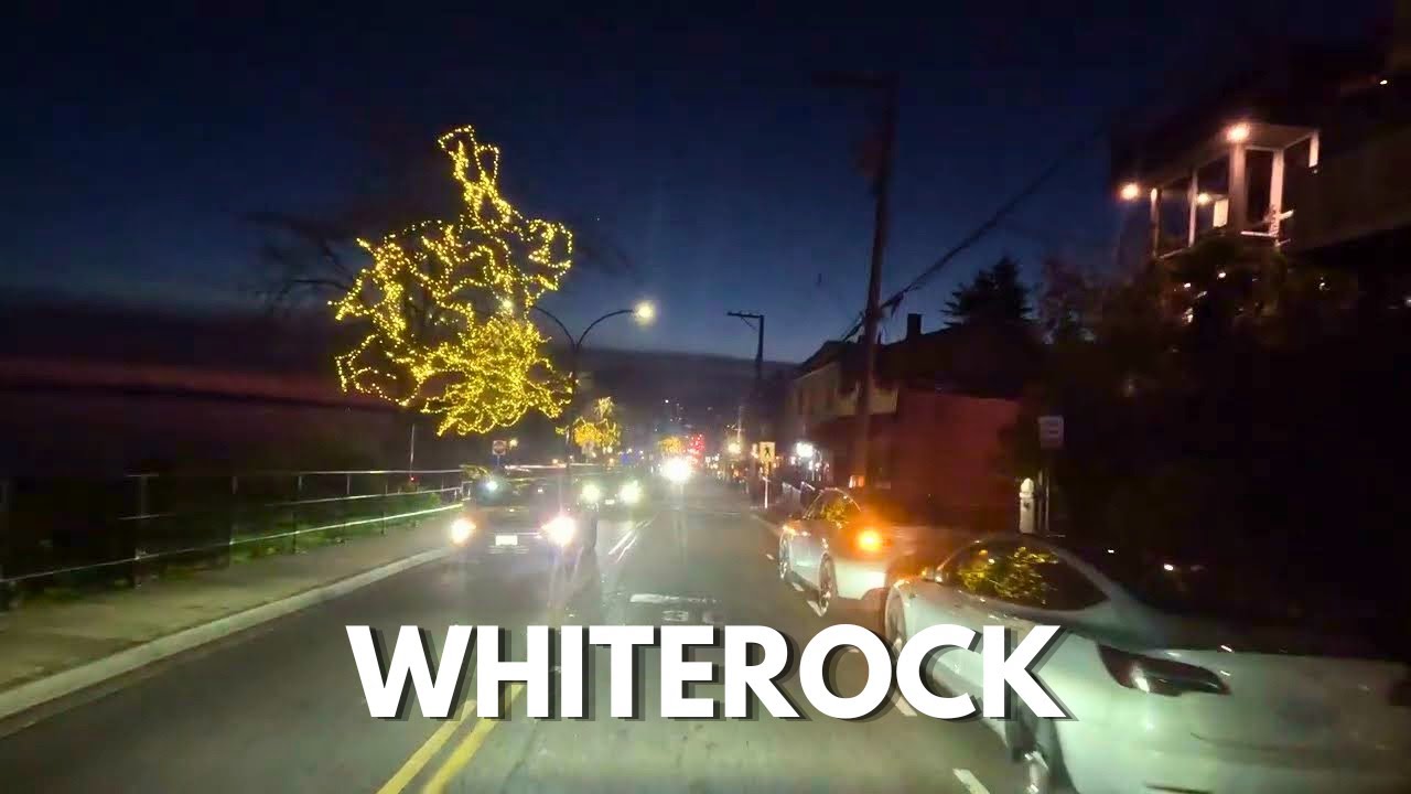 White Rock Marine Drive Night Drive 4K | Vancouver POV City Lights