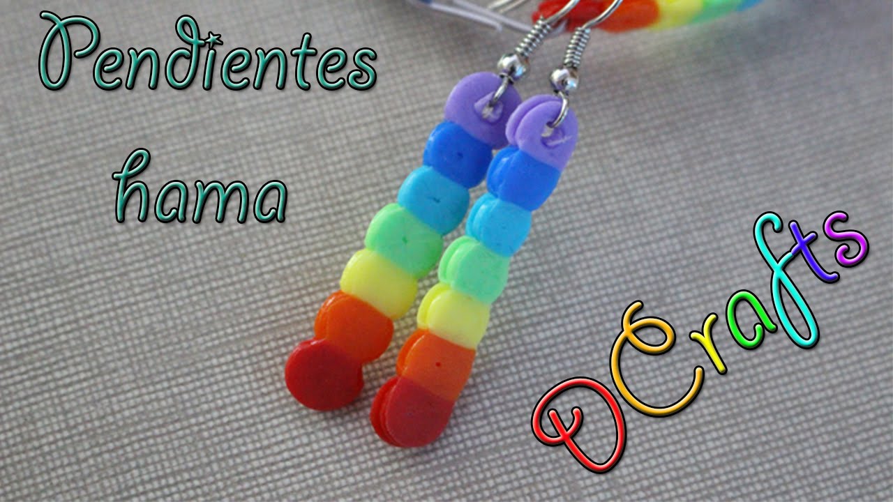 COMO HACER PENDIENTES DE HAMA PERLER BEADS A JUEGO CON PULSERA MANUALIDADES DIY