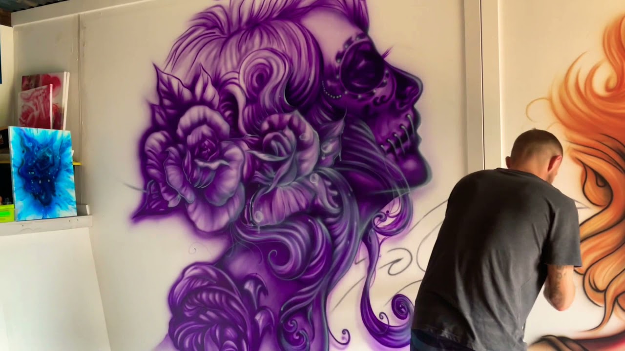 Freehand airbrush mural ummm part 7