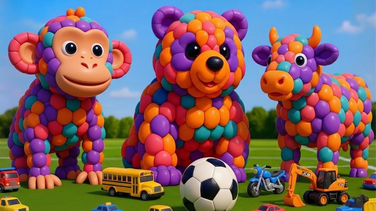 The Mascot Vibrato Assistant Panda and Monky Placed on the Football Field Is Popular, Co-produced