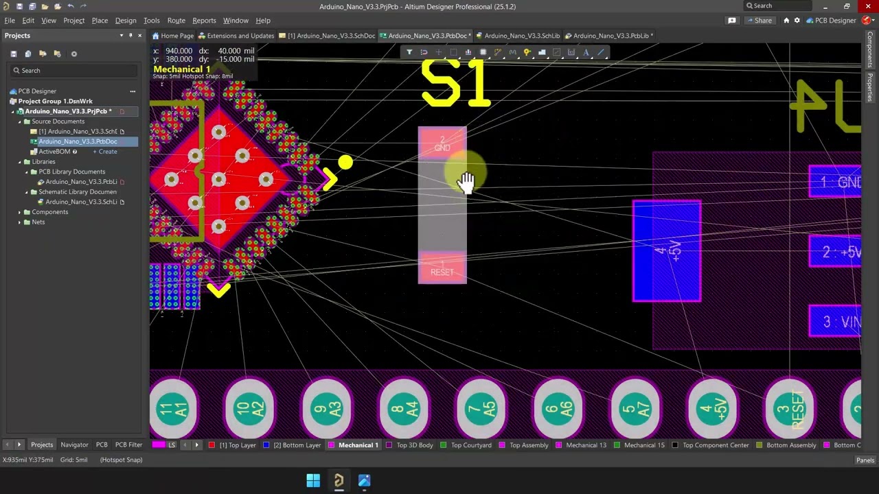 27. Arduino Nano en Altium Designer - Posicionar Componentes Parte 2
