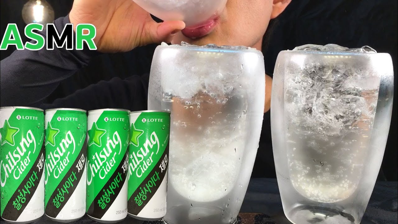 [ASMR] 칠성 사이다 제로 음료수 먹방 시원한 얼음컵3잔 (NO TALKING) SPRITE DRINKING SOUNDS EATINGSHOW REAL SOUNDSサイダー飲料飲み