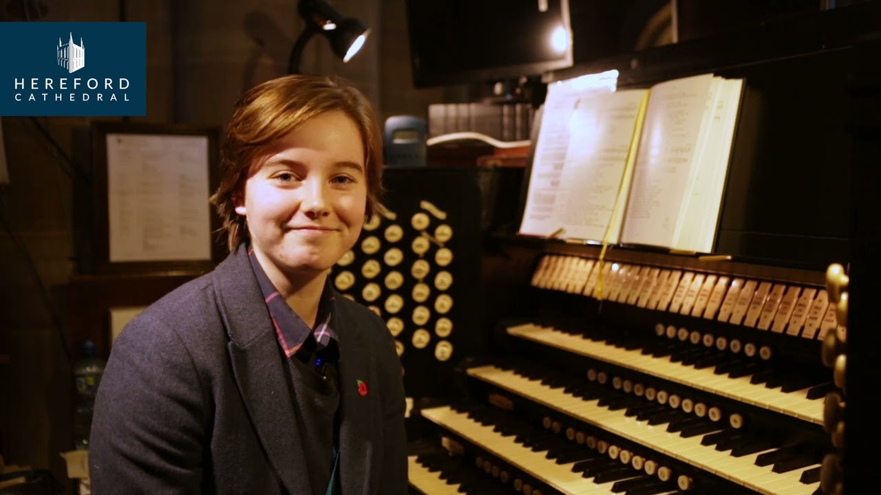 Evie Perfect, Organ Scholar at Hereford Cathedral.