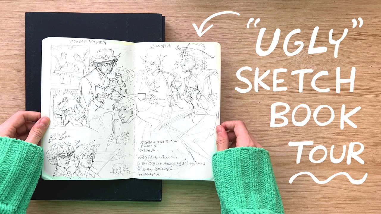 sketchbook tour: struggling with art, unfinished ideas, and lots of figure drawing