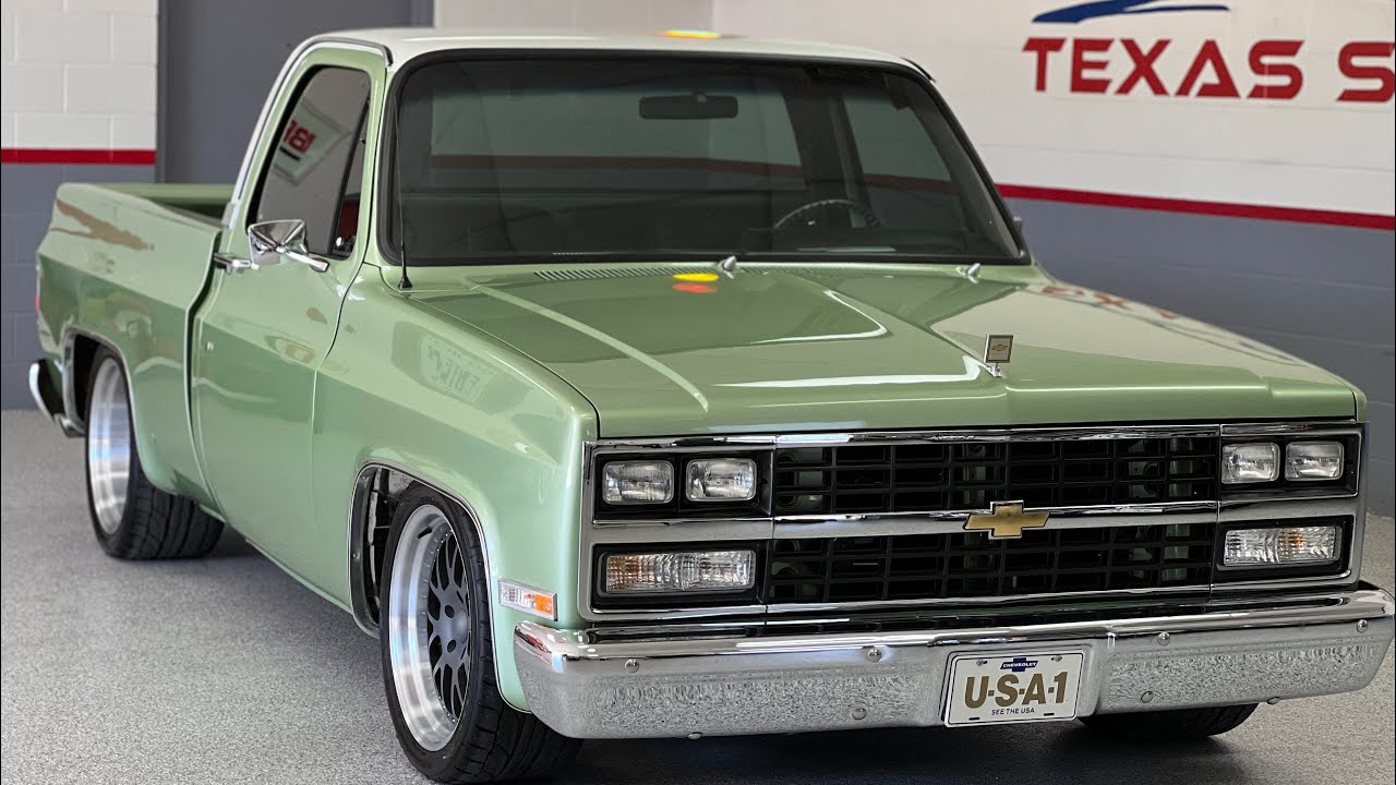 Chevrolet C10 1985 года, чертеж 383, трансмиссия TCI, впрыск топлива, винтажный кондиционер, диск...