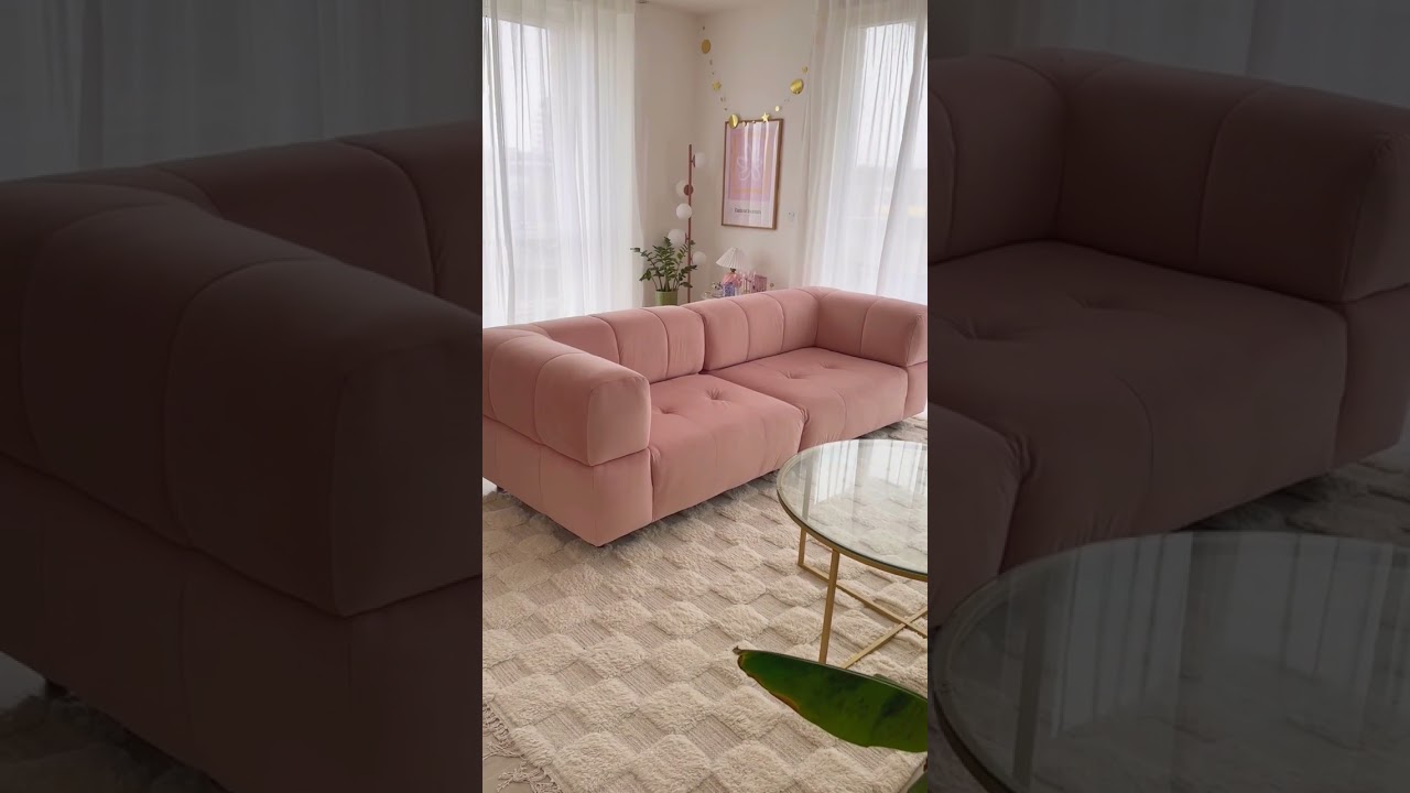 Pink velvet sofa reveal 💕💖