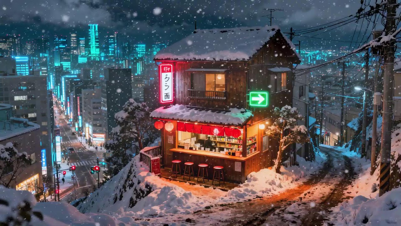 ☃️ Hidden Café on a Snowy Tokyo Hill 🌃 Lofi Tokyo Night ~ Beats for City Dreamers