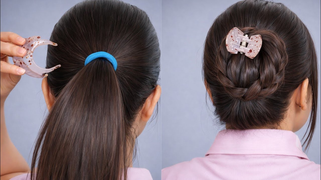 Simple Juda Hairstyle for Medium Hair l easy bun hairstyle l bun hair style girl 