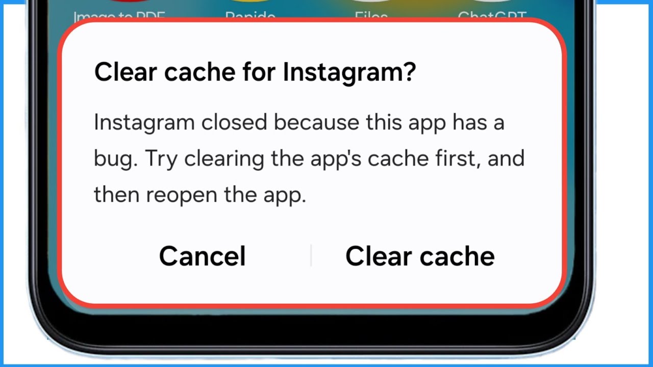 Clear Cache For Instagram | Instagram Closed Because This App Has A Bug 