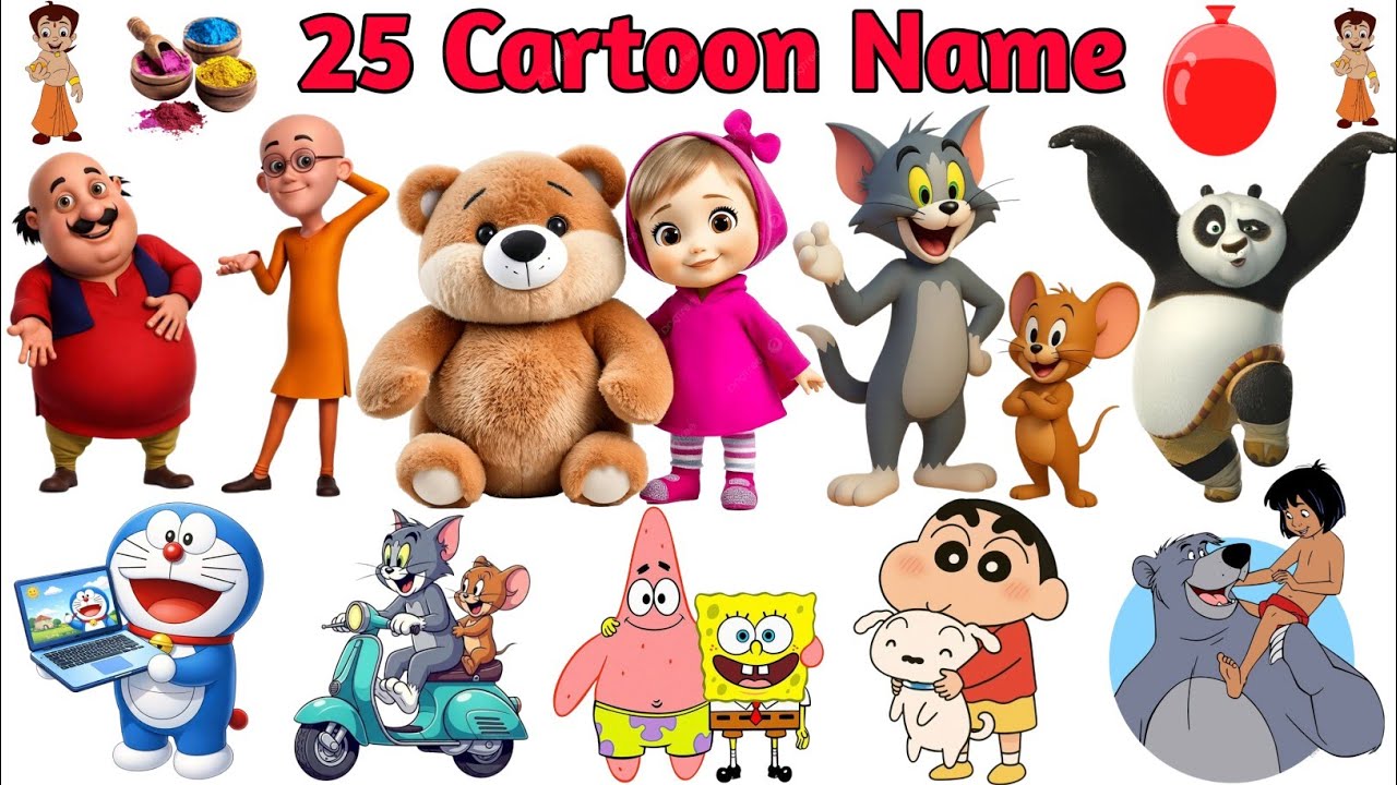 Learn 25 famous मोटूपतलू डोरेमोन all Cartoon Characters Names In English &Hindi Learning ForChildren