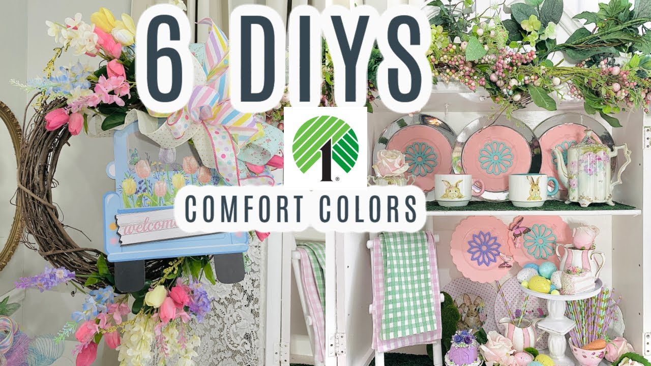 🌸6 DIY DOLLAR TREE COMFORT COLOR CRAFTING + BEAUTIFUL WREATH🌸 SPRING/ EASTER 🐰 