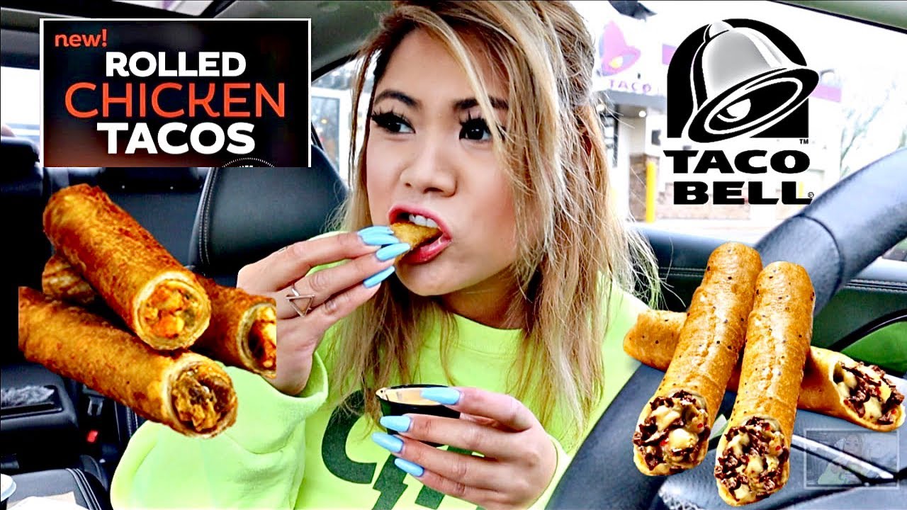 TACO BELL ROLLED CHICKEN TACOS (MUKBANG)