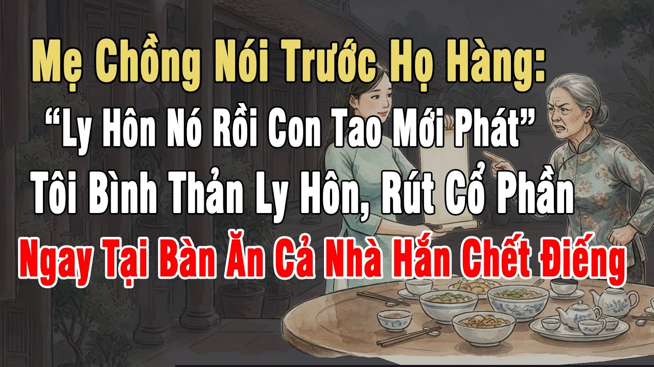 Mẹ Chồng Nói Trước Họ Hàng: “Ly Hôn Nó Rồi Con Tao Mới Phát”, Tôi Ly Hôn, Rút Cổ Phần Tại Bàn Ăn...