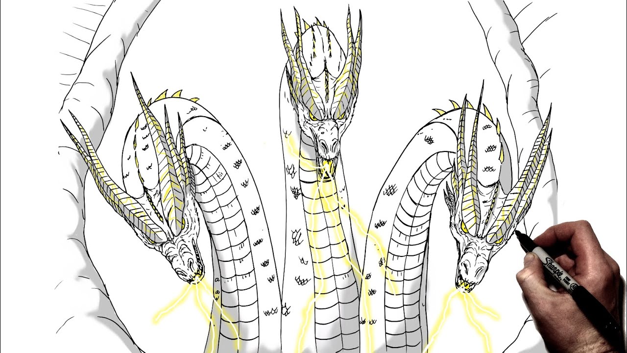 How To Draw Ghidorah | Step By Step | Monsterverse