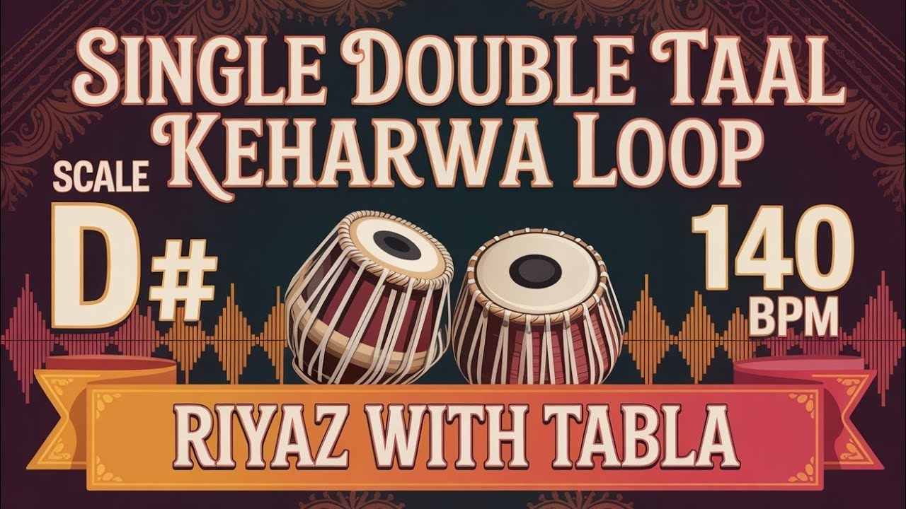 Single Double Keharwa Loop | 140 BPM | D# Kali 2 | Bhajans, Songs #rhythm #riyazwithtabla