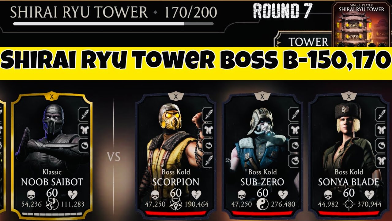 Shirai Ryu Tower Boss Battle 170 & 150 Fight + Reward MK Mobile | Boss Kold War