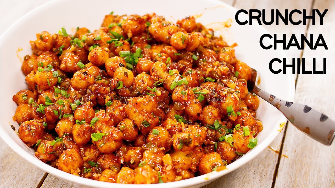 Chilli Chana Recipe - Restaurant Style Crunchy Chickpeas - CookingShooking
