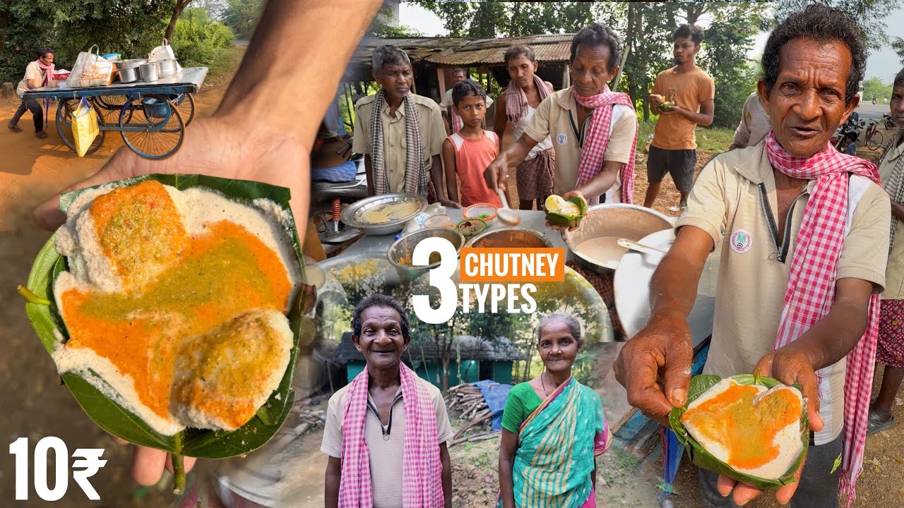 India&rsquo;s 70 Years Old Man & Family Sell 3 Types Chutney & Idli | Typical Andhra Food 