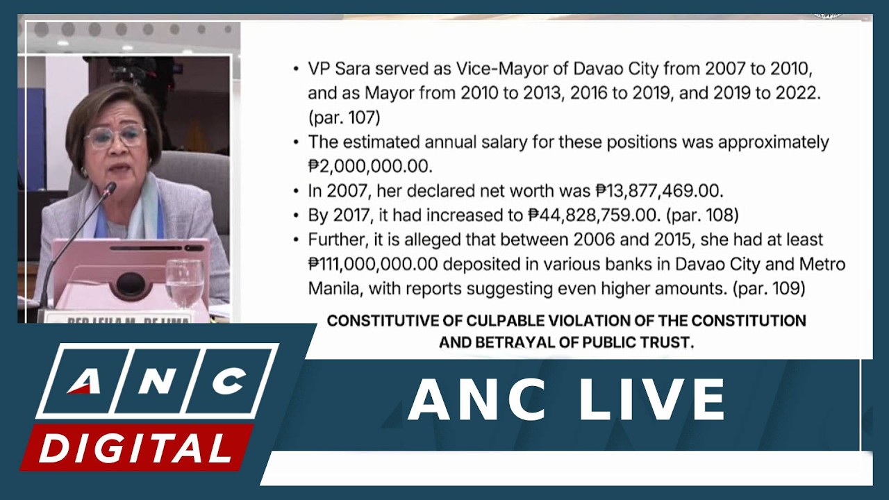 De Lima: VP Sara net worth increased to P44-M in 2017 from P13-M in 2007 | ANC