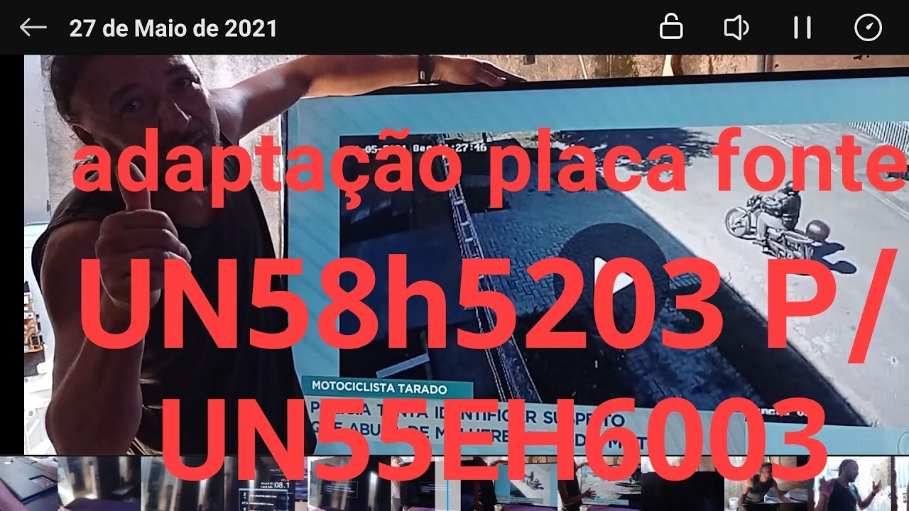 Adaptação de placa fonte Samsung UN58H5203 P/ UN55EH6003