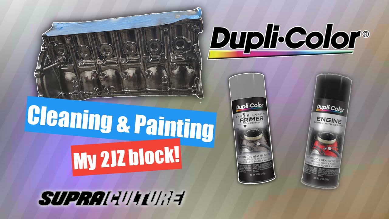 Dupli-color engine enamel.Cleaning a Painting my 2jz block. 2jz Build pt.2