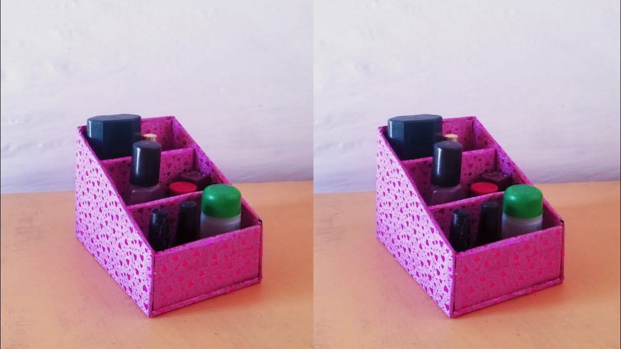 DIY drawer and makeup organizer making with cardboard|