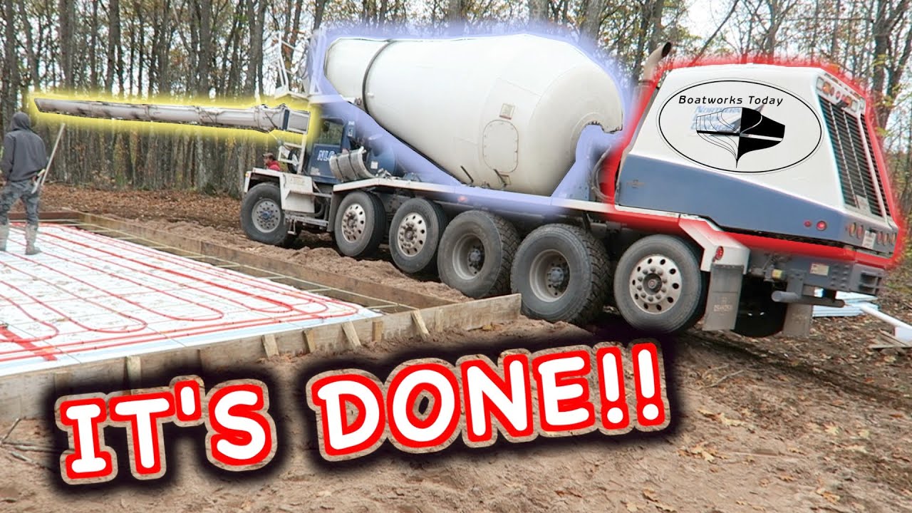 Pouring Cement And Finishing Walls! NEW BOATWORKS TODAY SHOP!!