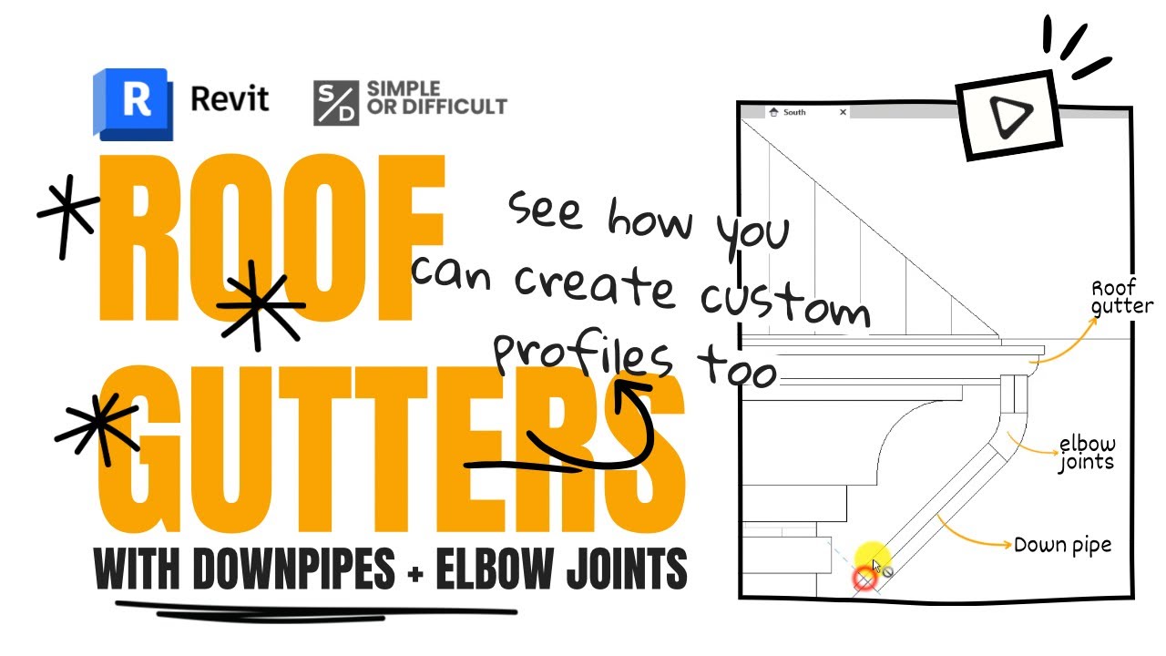 How to create Roof Gutters & Drainage pipes in Revit