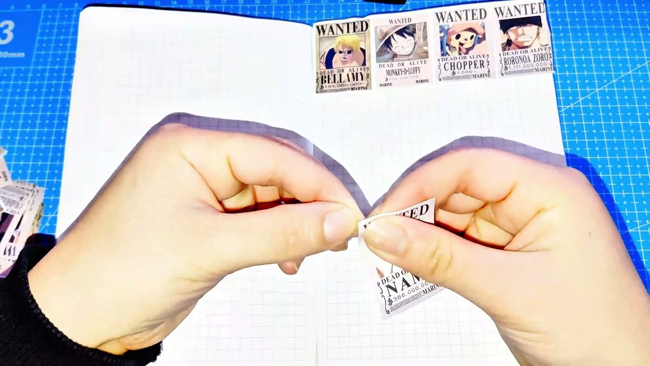 Page of Wanted. One Piece wanted. Journaling. Scatchbook ASMR.