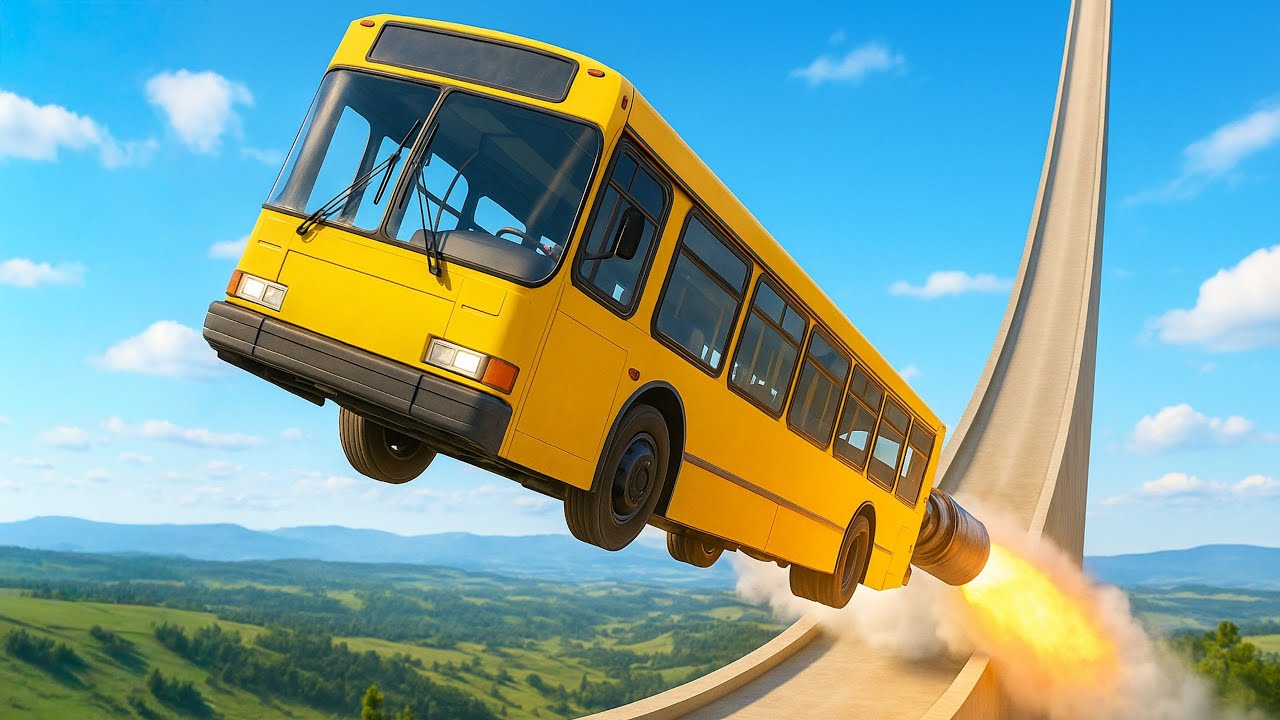 Mega Ramp Challenge – Kto doleci do czerwonej tarczy? Skoki i CRASH w BeamNG.drive