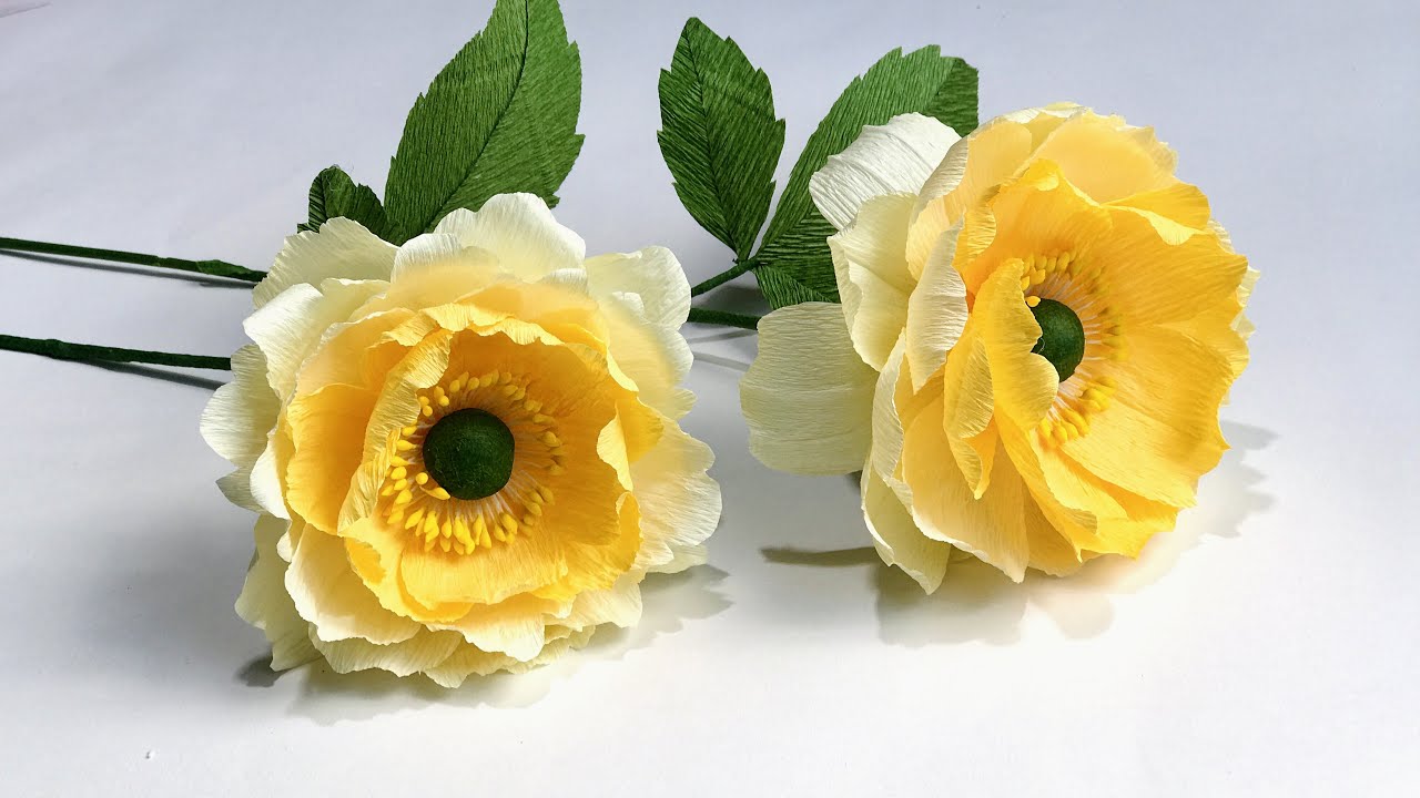 Cách Làm Hoa Mẫu Đơn Bằng Giấy Nhún || Paper Flower || EVIG Trang Handmade