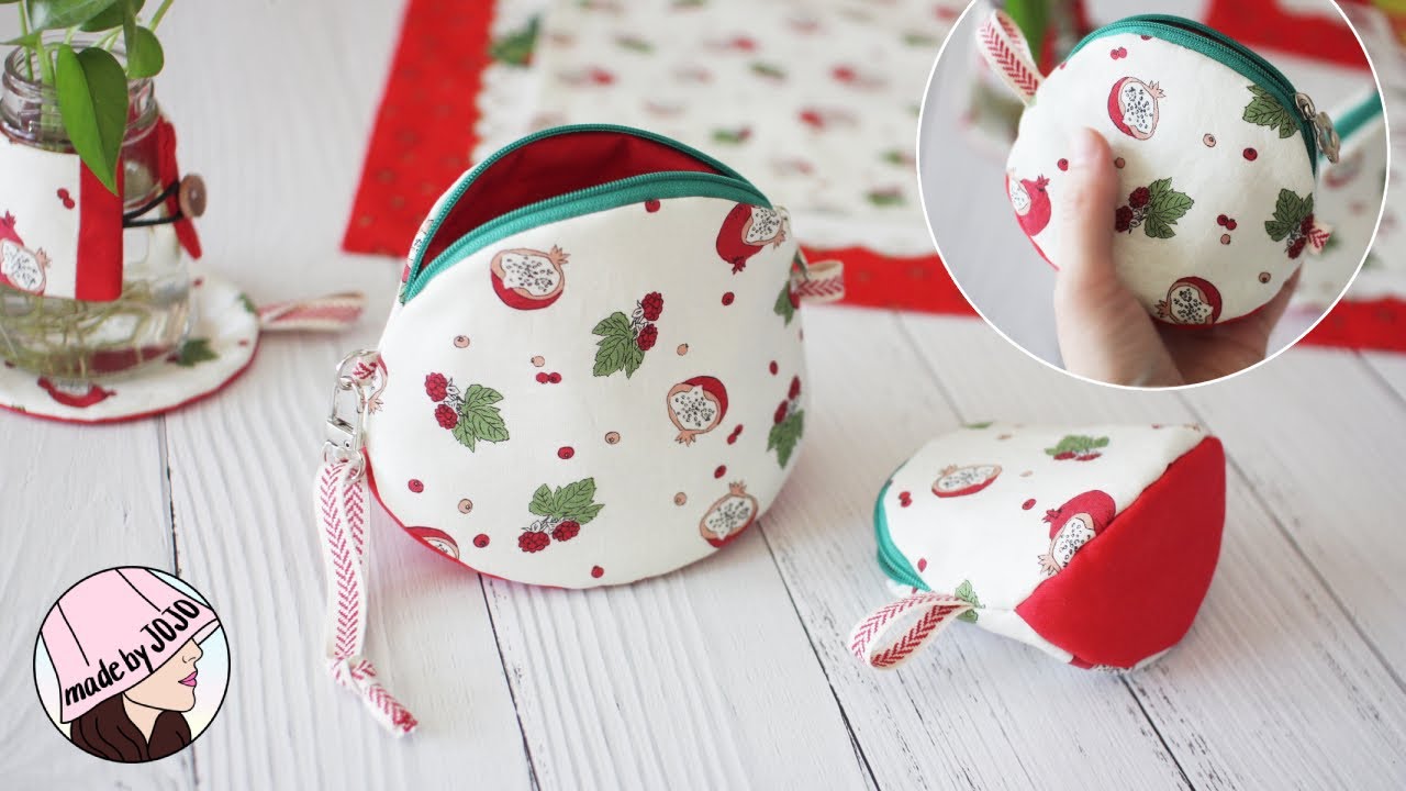 How to Make a Cute Round Pouch l PDF Patterns for Sewing l Gift Idea l made by JOJO