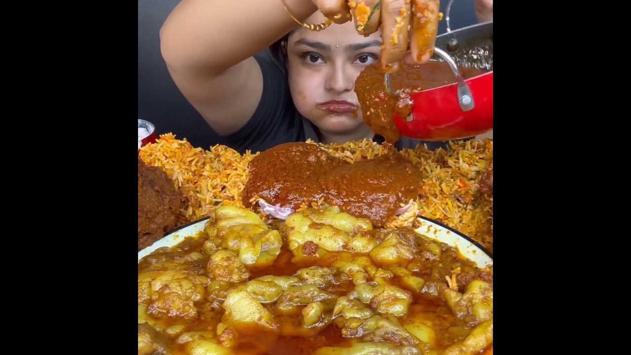 ASMR: EATING SPICY MUTTON FAT🔥 CHICKEN BIRYANI || #shorts #mukbangn#asmreating #mukbangasmr #asmr