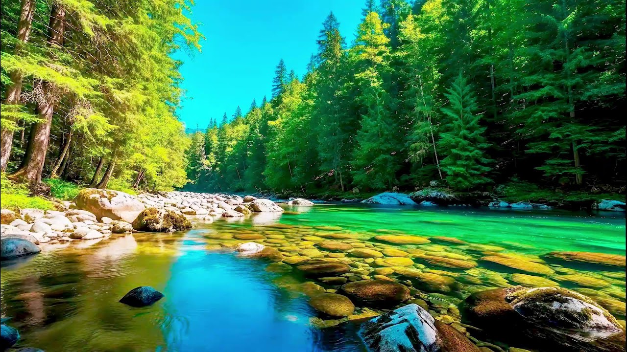 White Noise River Sound for Deep Sleep Flow with Forest Sound and Anxiety Relief