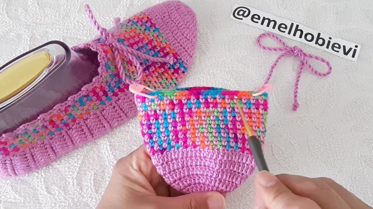 Ama Bu Çok Kolay Bir Patikmiş 🤭 Tuvit Desen Yarım Bot Patik Yapımı / Very Easy Crochet Slippers