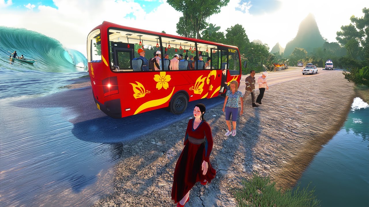 BUS WORLD | COMO ESCAPAR 😱 DE DE UN TSUNAMI EN AUTOBUS