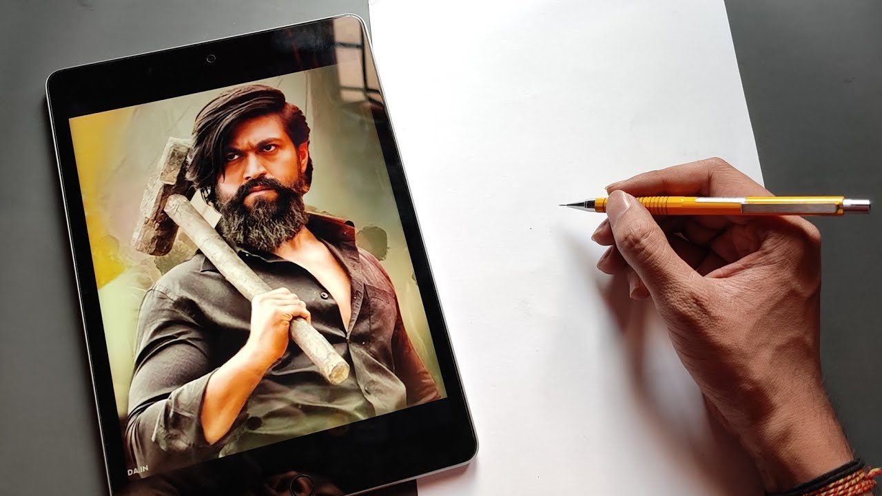 How To Draw KGF Chapter 2 Step By Step Outline Tutorial | Yash Drawing #Outline_tutorial