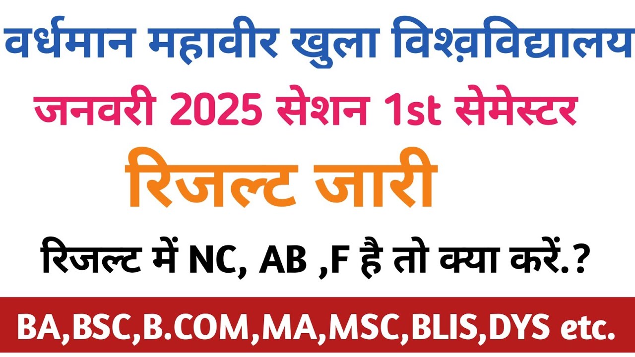 VMOU admission session January 2025 1st semester result released//result NC,fail problem😱 vmou re...