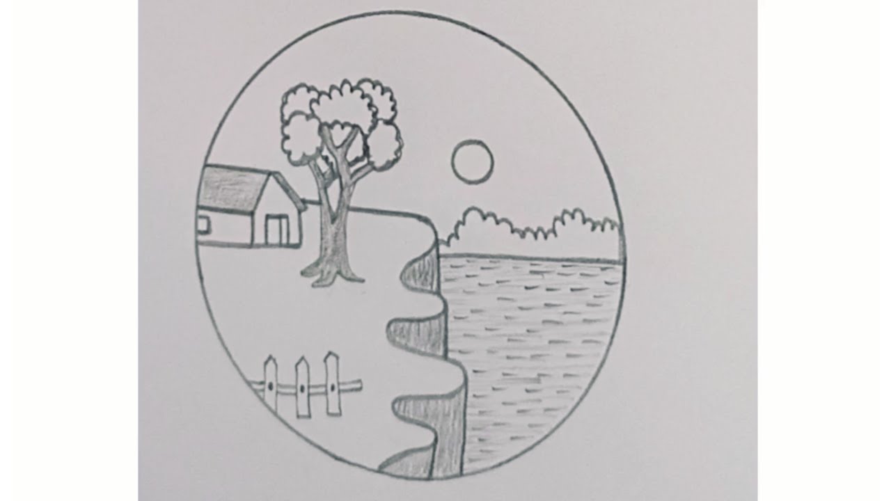 How to draw scenery #naturedrawing #circledrawing #art #easydrawing #S. B. Art 