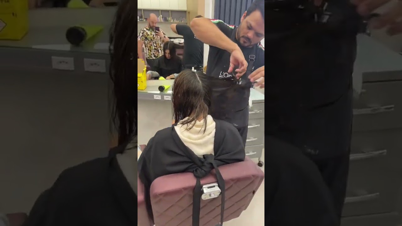 Corte camadas desfiado por dentro pra tira volume