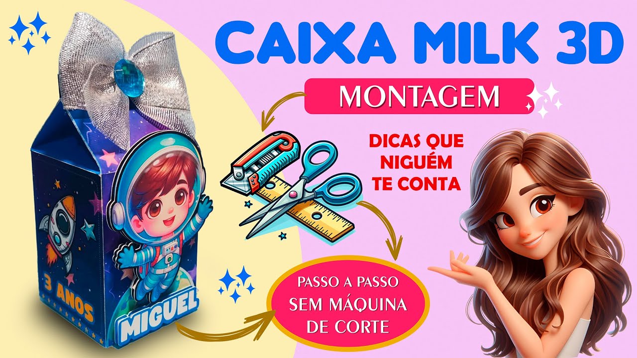 CAIXINHA MILK 3D: Corte, Vinco e Montagem SEM MÁQUINA! (Fácil e Rápido, Passo a Passo)