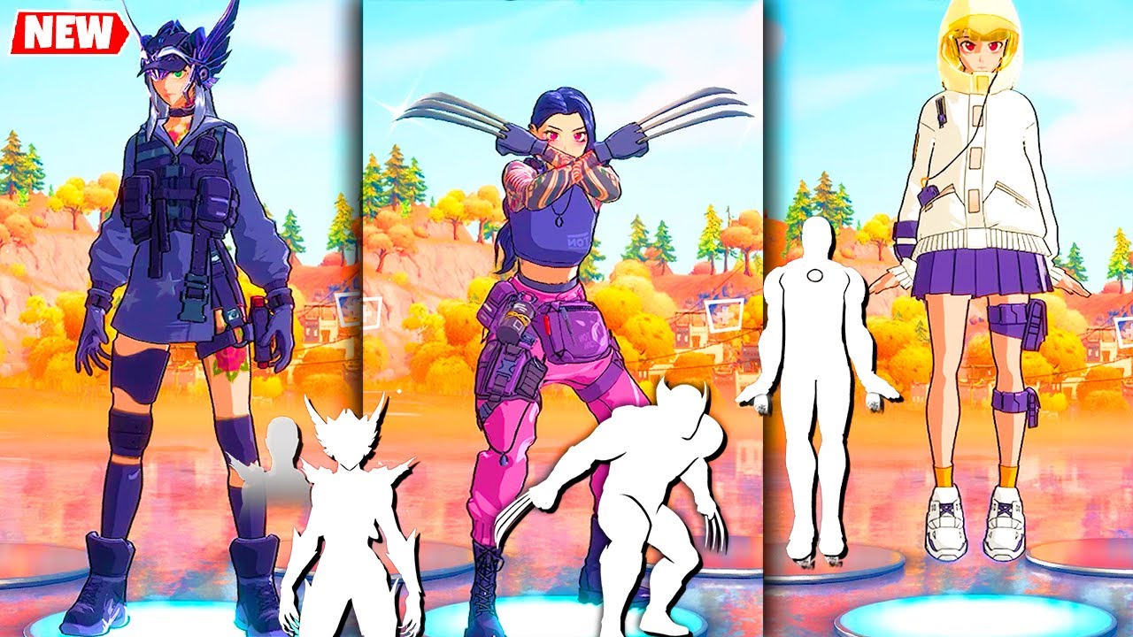 Anime Legends Fortnite (Cyber Infiltration) Chigusa, Megumi & Yuki Skins doing All Built-In Emotes!
